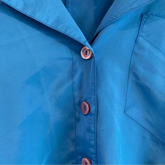 Vintage Women’s short sleeve button up blue top SK & Company secretary blouse - Picture 7 of 7